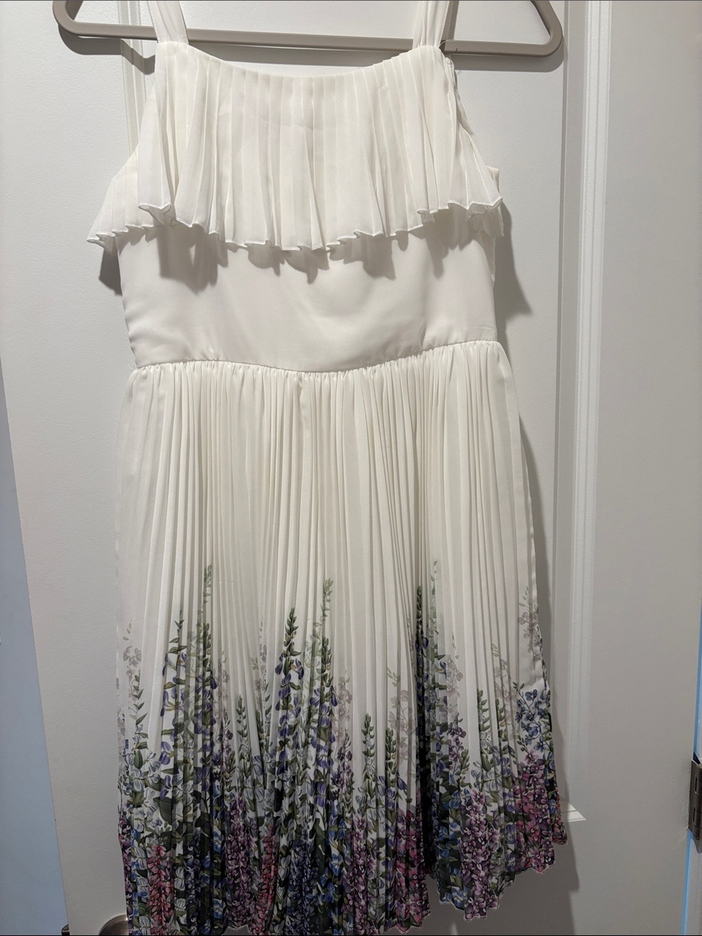 Monsoon White Floral Pleated Ruffle Sundress